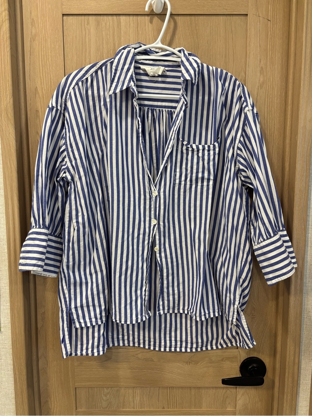 Pomander Place Adair Boyfriend Shirt Size XS Stripes Nautical Coastal Tuckernuck